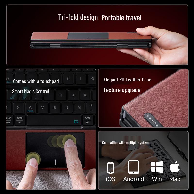 Складная сенсорная Bluetooth-клавиатура SANWA: Ультратонкий и легкий, Универсальная совместимость с iPad, планшетом, телефоном, компьютером