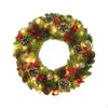 Christmas Wreath with Lights for Front Door Green Leaves Winter Xmas Fireplace