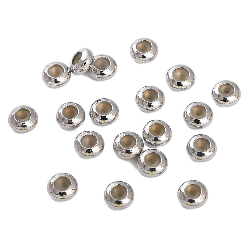 2Pcs Copper Flat Round Silicone Beads For DIY Jewelry Making Craft Accessories