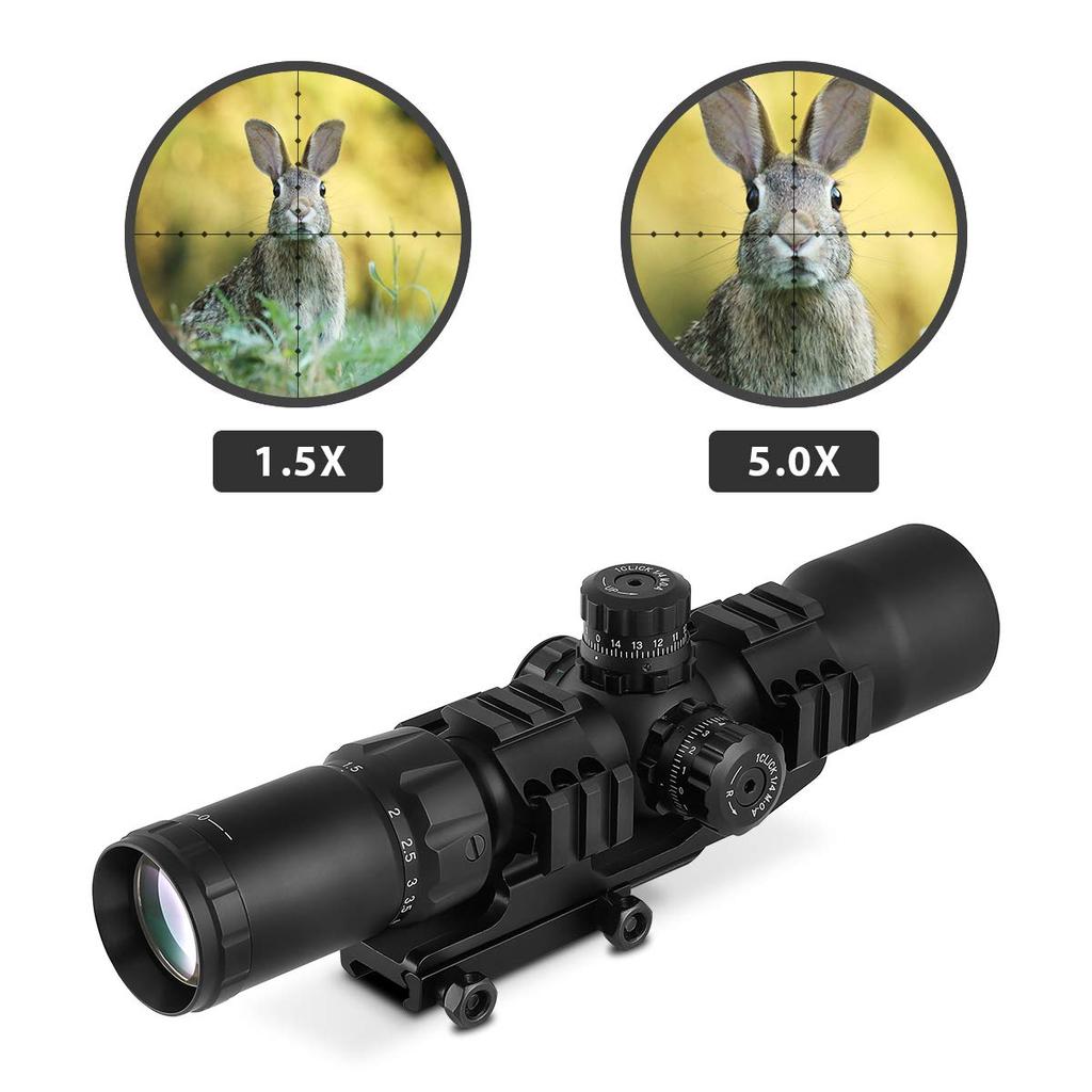 Scoking Подсветка RGB Переменное увеличение Оптический прицел Крепление на планку 3 цвета 1.5-5x40BE (Включено цельное изделие)