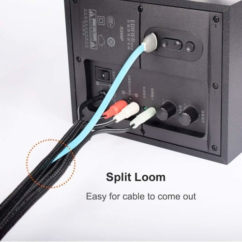 ZhiYo Braided Cable Sleeve, Black, Length Approx. 3m, Diameter 12-18mm Expandable Cable Storage Sleeve, Anti-Bite Wiring Cover for Car/Home/Office