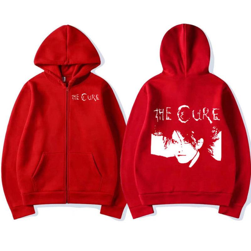 1986 The Cure Robert Smith Zipper Hoodies Gothic Graphic Print Hoodie Sweatshirt Oversized Rock Band Hip Hop Men's Zip Up Jacket