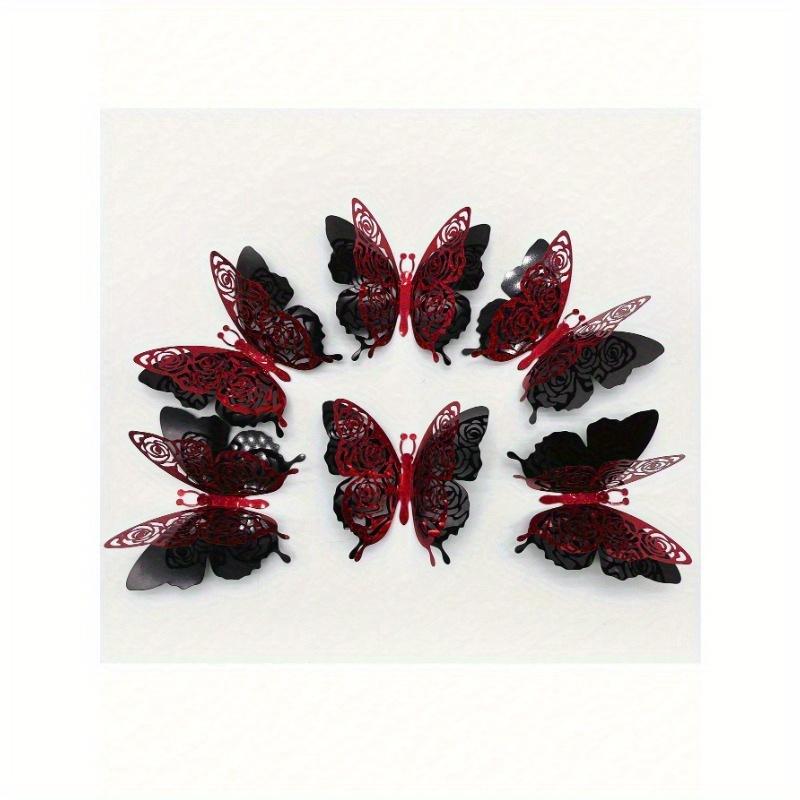 6pcs/Set Valentine's Day Collection Double Layered 3D Design Butterfly Stickers Vinyl Decal for Home Spring Decor Refresh Home Decoration Stickers