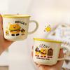 Милый подарок Керамическая чашка Сувенирная чашка Женская кружка Мультяшная чашка для воды Бытовая кофейная чашка с крышкой ложкой Детская