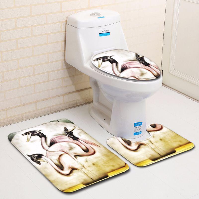 3D Bird Bathroom Toilet Three-Piece Floor Mat Doormat Bathroom Carpet