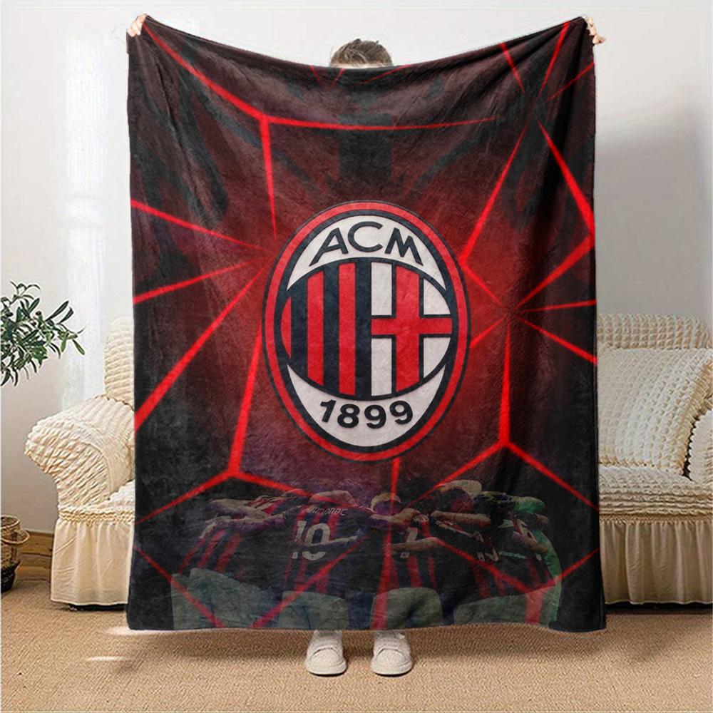 AC Milan Print Flannel Blanket High Quality Warm Comfortable Cover for All Seasons Perfect for Gifts Home Decor