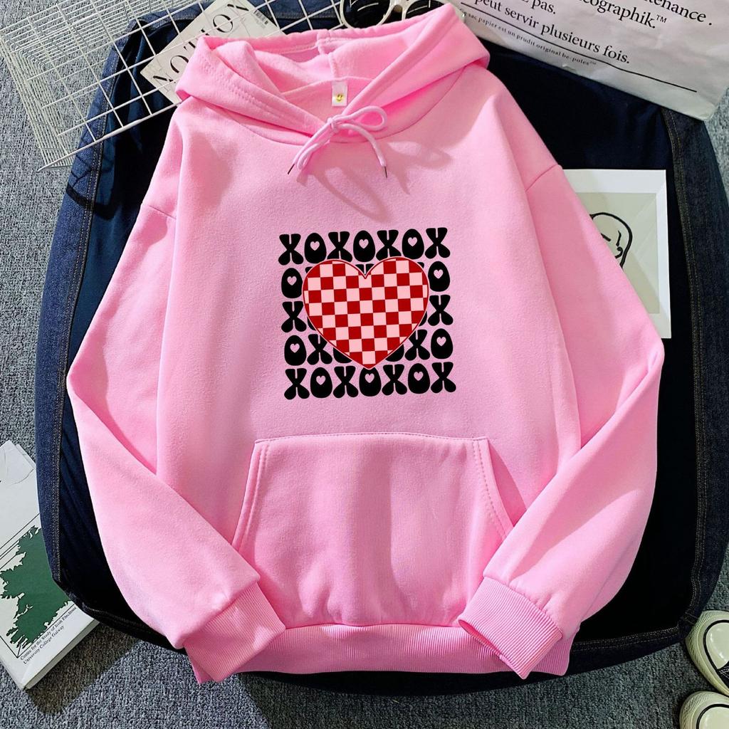 Худи с капюшоном с принтом в виде шахматной доски и сердечек для мужчин и женщин, модный и универсальный топ, Amazon