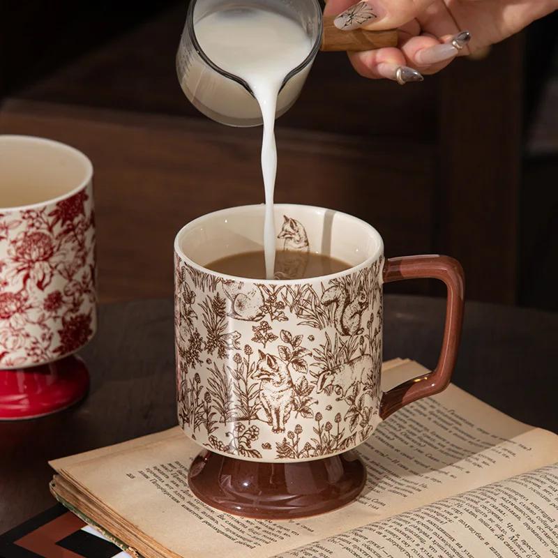Керамическая кружка в старинном стиле в стиле ретро, креативная высокая чашка, большая емкость, чашка для воды, ресторана, дома, кофейная чашка, кружки для завтрака