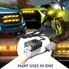 HAOLIDE 2PCS 3inch Led Work Light Car Grille Light Dual Color Strobe Flashing 6000k+3500k High Low Combo Beam off-road use12V