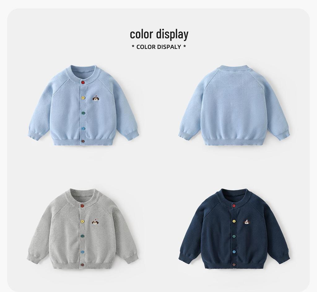 Детский вязаный кардиган Kaka Panda - Весенний наряд для мальчиков и девочек, Повседневный топ для малышей на весну и осень