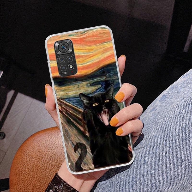 Черный кот Мультяшный Милый Чехол для Телефона Для Xiaomi Redmi Note 15 14 13 12S 12 11 Pro Plus 14S 11S 11E 10 10S 11T 5G Персонализированный Чехол