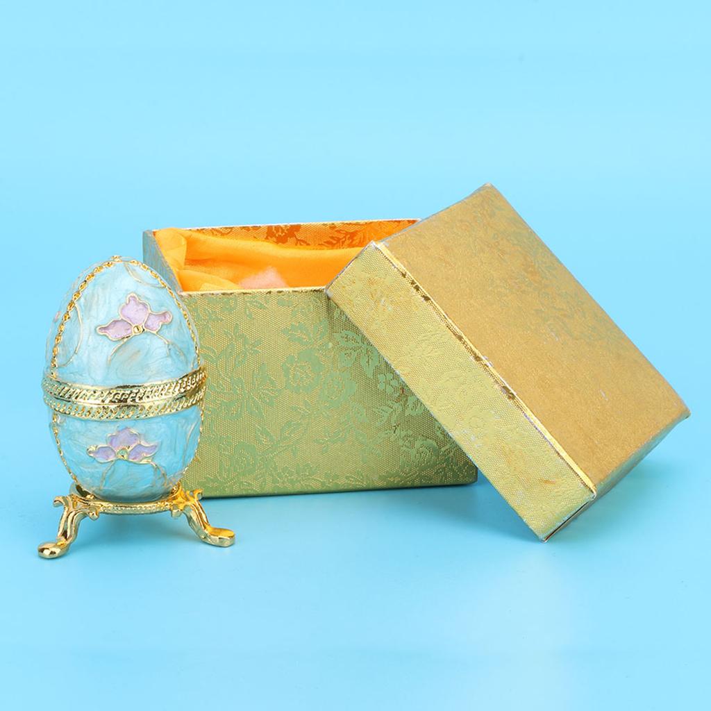 Enameled Easter Egg Vintage Style Jewelry Organizer Trinket Box Decoration Gift