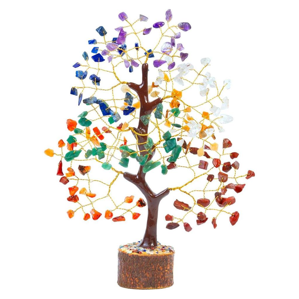 Seven Chakra Crystal Tree Showpiece for Home | 8-10 Inch Handcrafted Good Luck Feng Shui Tree | Gift Item for Women | Living Room Decor