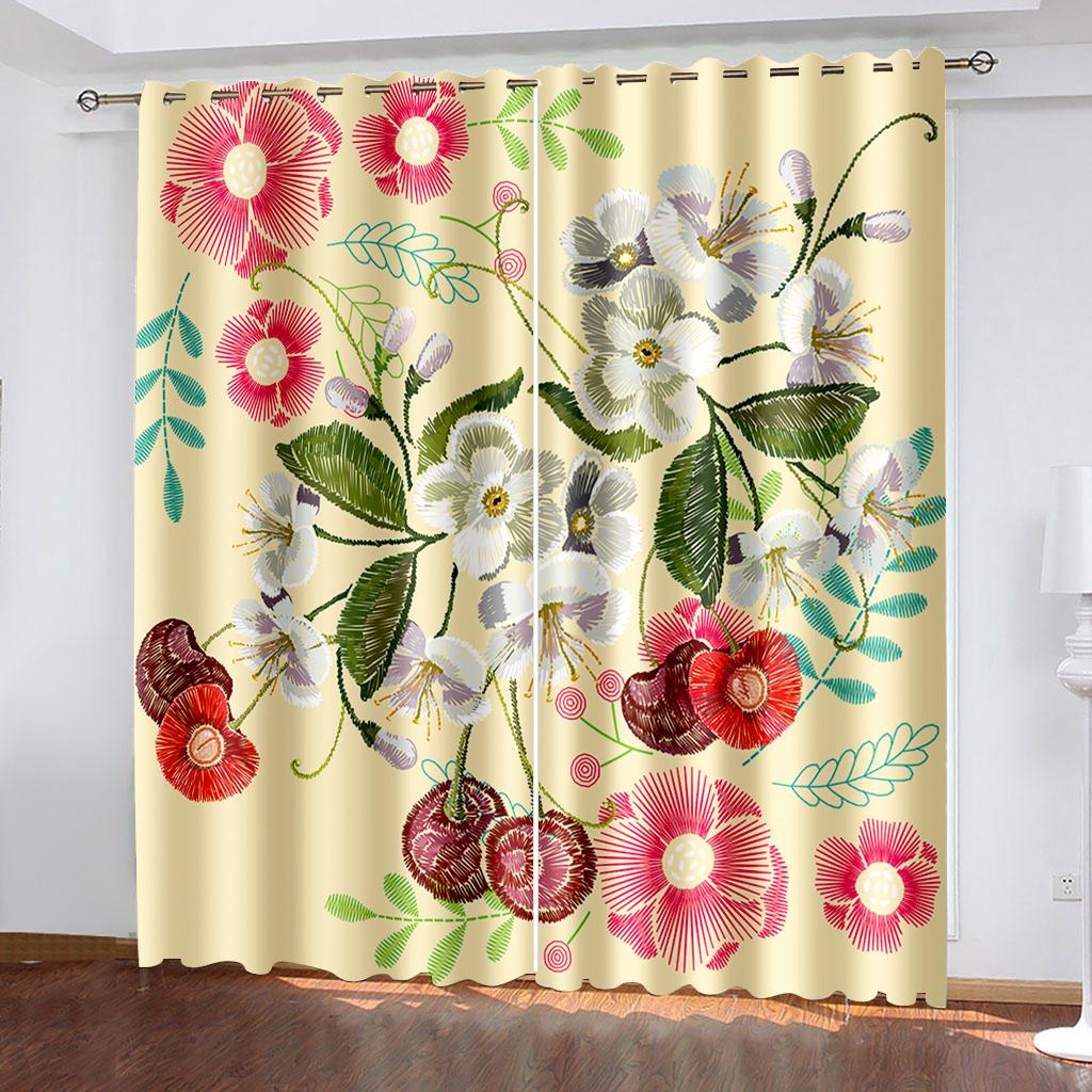 3D Узор Роза Розовые Желтые Цветочные Шторы Гостиная Балкон Окно Декоративные Шторы 2 Панели