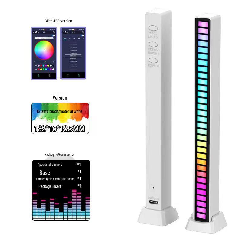 3D RGB Sound-Activated Rhythm Light: Double-Sided, Bluetooth-Controlled Strip for Desktop, Car, or Room Atmosphere.