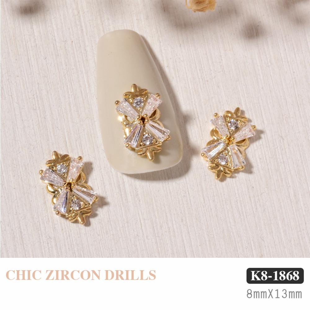 Pearl Opal Charms Nail Art Decorations Nail Rhinestones Crystal Pendant Chain Nail Art Jewelry