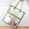 Transparent PVC Double-Layer Waterproof Handbag - Durable Storage Bag for Junior High School Exam