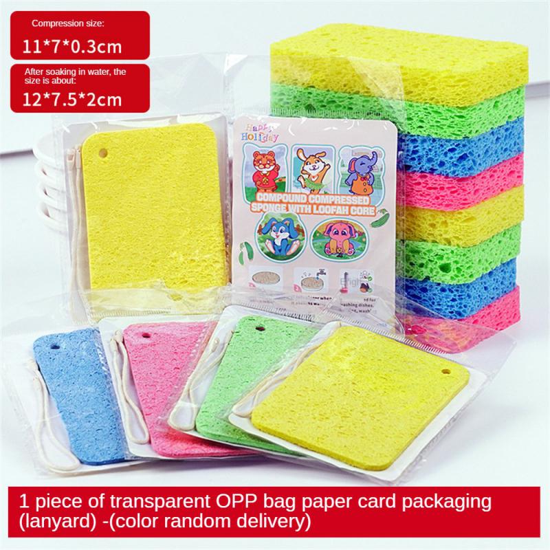 Compressed Cellulose Sponges Non-Scratch Natural Dish Sponge, Dual-Sided Cellulose Dishwashing Wipe For Kitchen Bathroom Cars