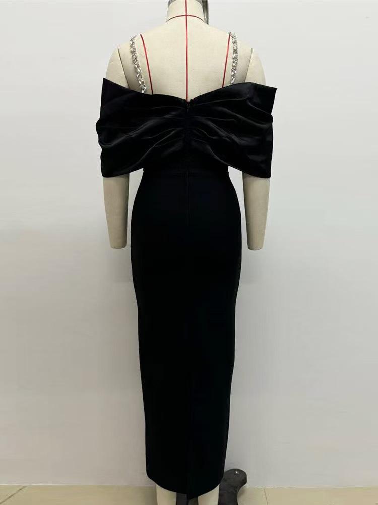 Шикарное вечернее платье-бандаж с открытыми плечами - Длинное платье, открывающее плечи, Модный и сексуальный облегающий стиль