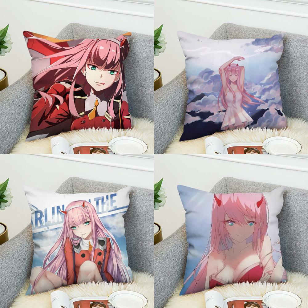Наволочка для подушки Darling In The FranXX для автомобиля, дивана, декоративная, домашняя, двусторонняя печать, плюшевая, квадратная, декоративная подушка, чехол