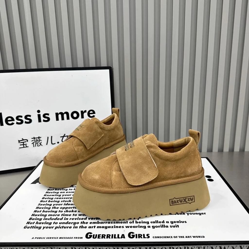 Модные замшевые женские туфли-лоферы на платформе, повседневные кроссовки на высоком каблуке, осенний тренд, бег, бренд, спорт, зима 2024, хлопок, Zapatillas Mujer