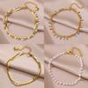 2024 Anklets for Women Summer Beach Accessories Stainless Steel Imitation Pearl Chain Anklet Gold Color Leg Bracelets Bodychain Gifts