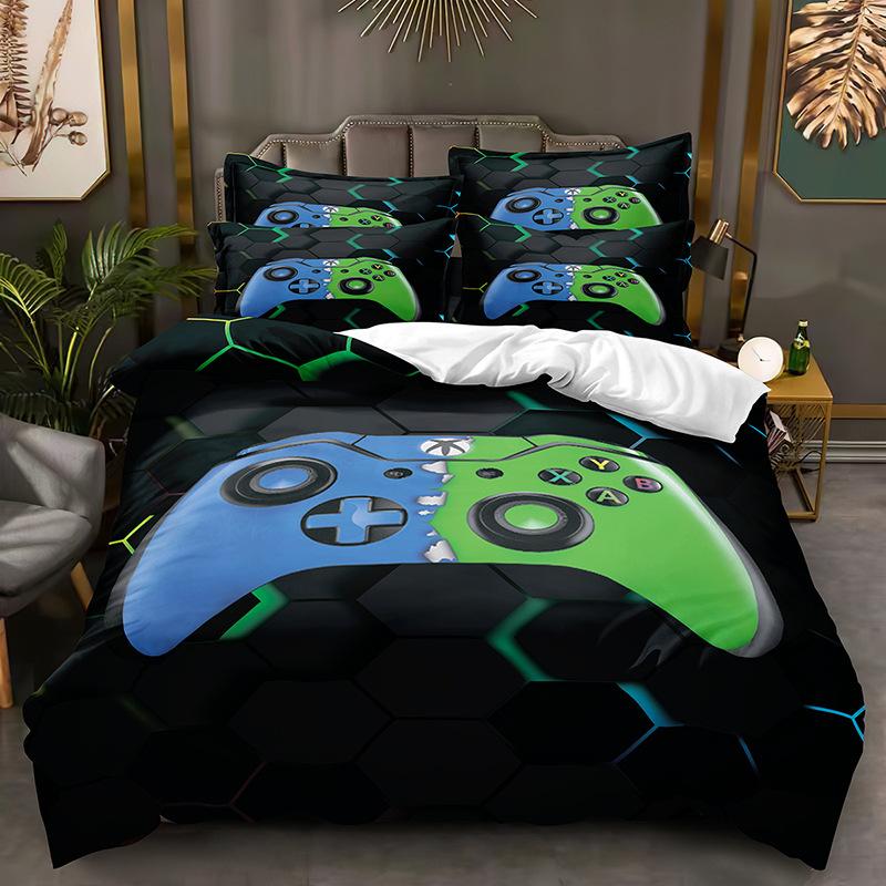 Легкий 3D игровой комплект постельного белья с игровой ручкой, пододеяльник DE135 * 200, полноразмерный чехол для кровати, одинарный/двойной с молнией, мягкий пододеяльник