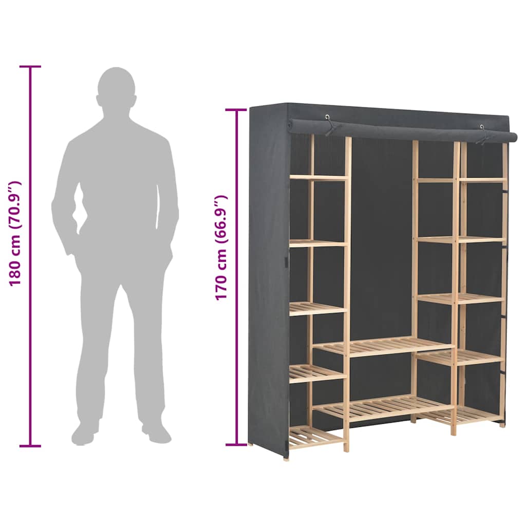 Wardrobe Gray 135 x 40 x 170 cm Fabric
