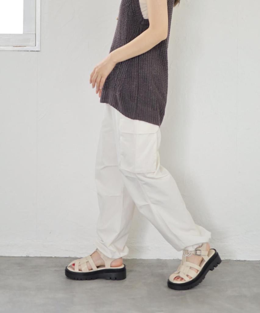 Объемная подошва сандалии гуркха для размера [Sest] Толстая подошва, женские, S, слоновая кость, dks6401-IV-S