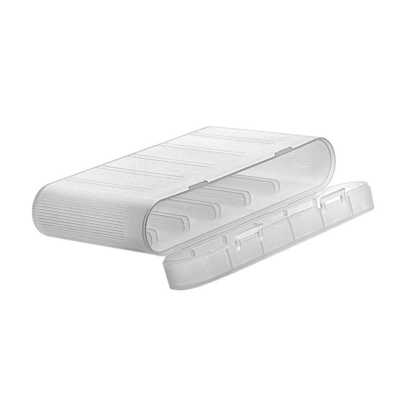 6-Cell 18650 Battery Storage Box, Transparent White
