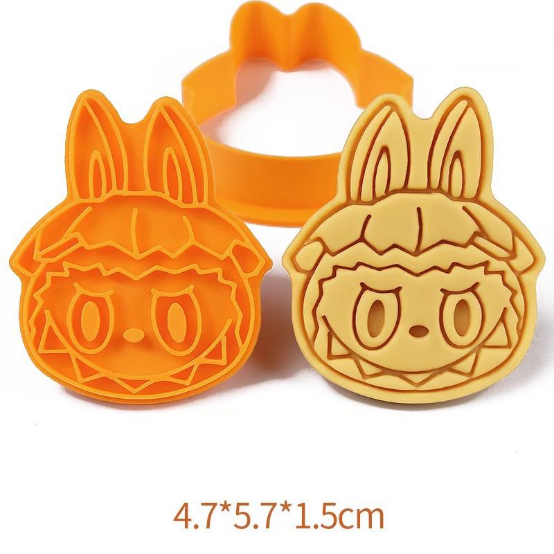Labubu Cookie Cutter Anime 3D Pressable Biscuit Mold Confectionery Cookie Stamp Baking Pastry Kitchen Bakeware Tools Cake Decor
