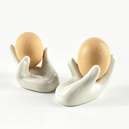 Подставка для яиц в форме руки. Прочная керамическая конструкция. Простая в уходе подставка для вареных яиц. Украшение стола.