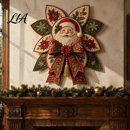 Handmade Fabric Decorations Christmas Quilt Bow DIY Sewing Kit, 3D Decorative Ornament, Pre-cut Quilting Projects for Beginners And Step-by-Step Guide