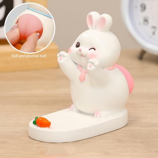 Подставка для мобильного телефона в виде мультяшного животного, свиньи, собаки, кролика, панды, статуэтки из смолы, скульптуры, подставки для мобильных телефонов и планшетов, украшения для рабочего стола