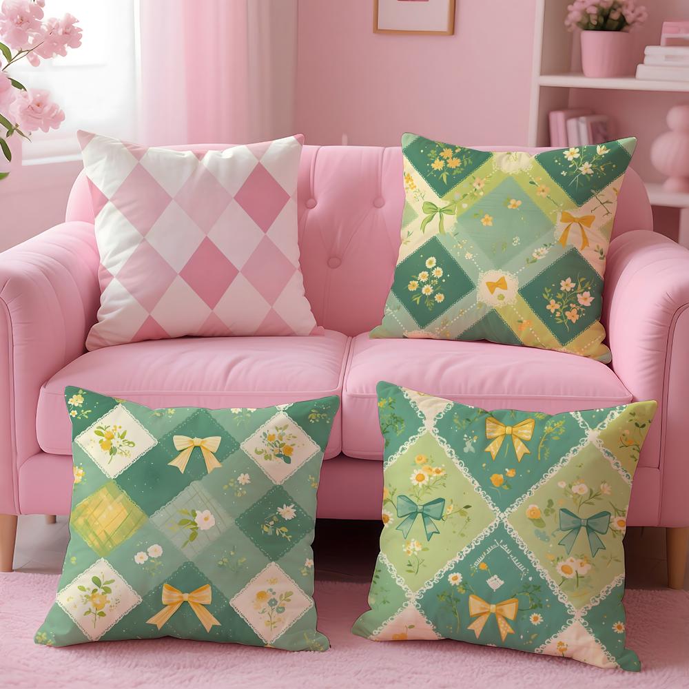 Colorful checkered pattern Cushion Cover Pillow Case Soft Skin Friendly Fabric Comfort Concealed Zipper