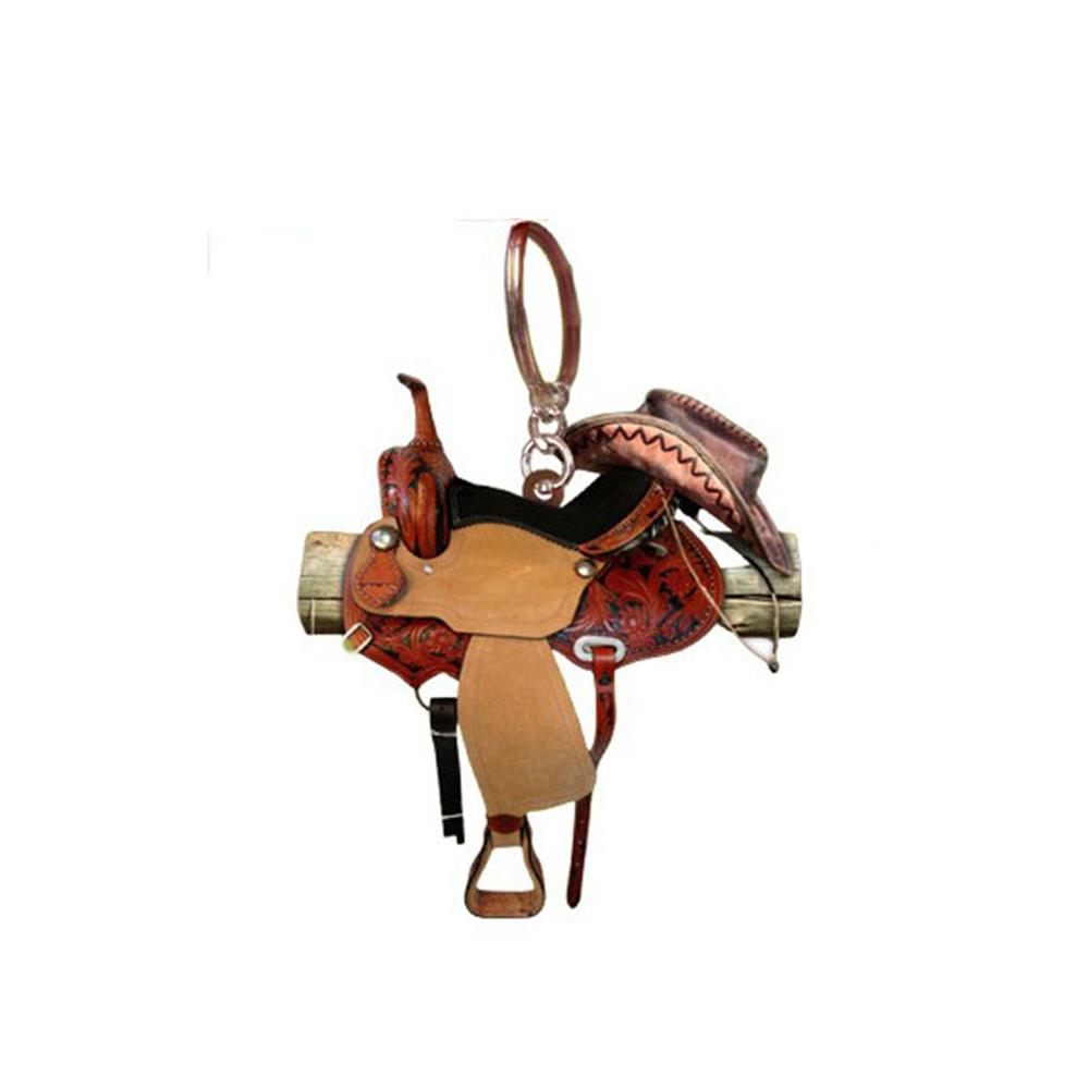 Horse Western Cowboy Saddle Shape Keychain Acrylic Charm Pendant Hanging Keyring Decoration Car Key Rings Holder Gifts Not 3D