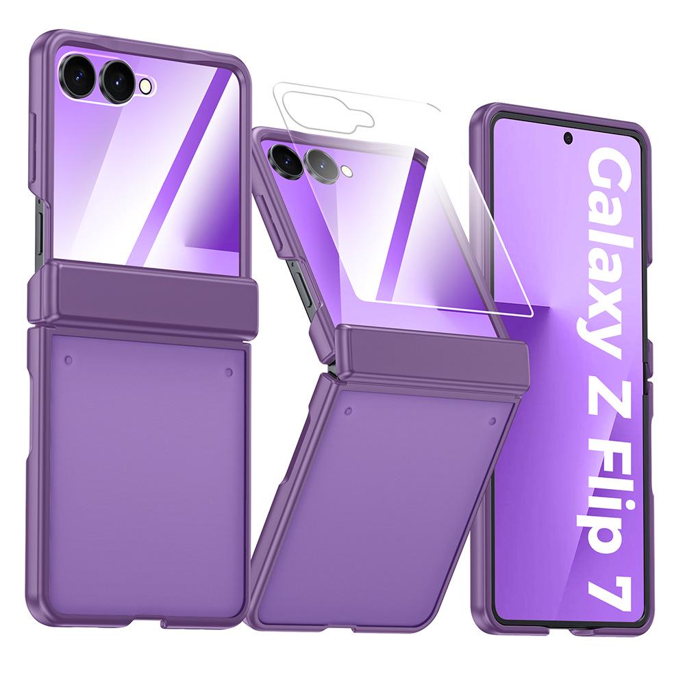 Чехол для Samsung Z Flip7 с откидным магнитным кольцом и встроенной защитой экрана