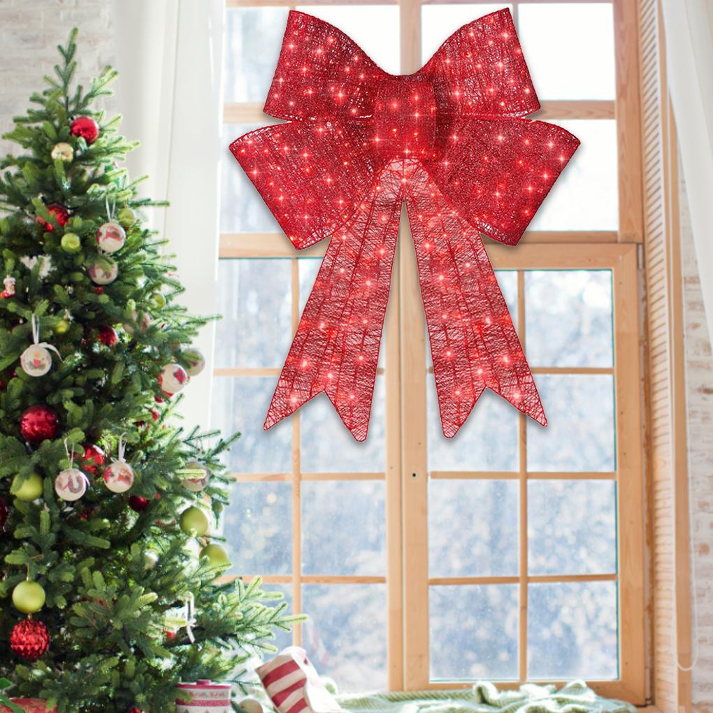 Christmas Glowing Bow LED Lights Large Christmas Bows Lit Bow Illuminate Yard Decoration Outdoor Decorations Yard