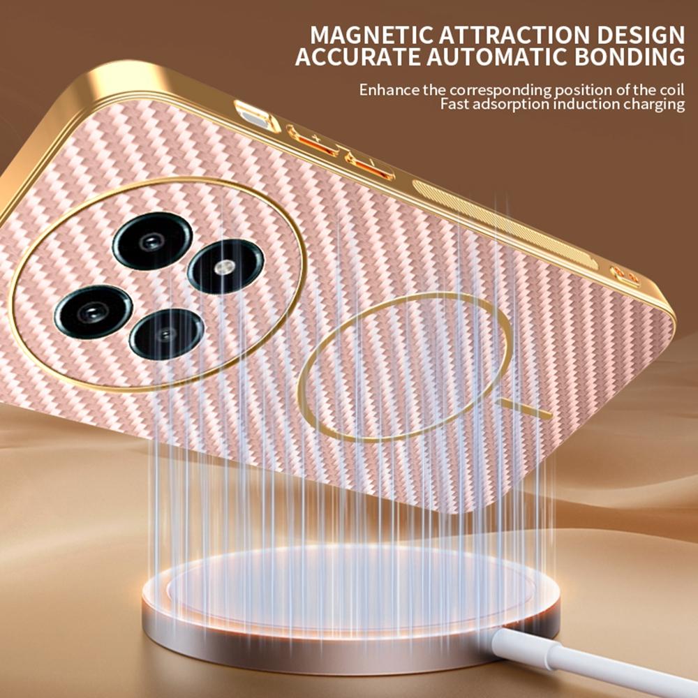 Для Realme 13 Pro 5G (Глобальный)/13 Про+ 5G (Глобальный) Чехол для телефона Текстурированный под углеволокно Гальванизированная задняя крышка из ТПУ