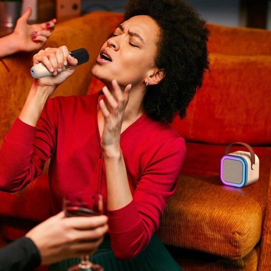 Мини-караоке-машина с 2 беспроводными микрофонами, преобразователем голоса, стереозвуком, портативной Bluetooth-совместимой портативной колонкой с подсветкой