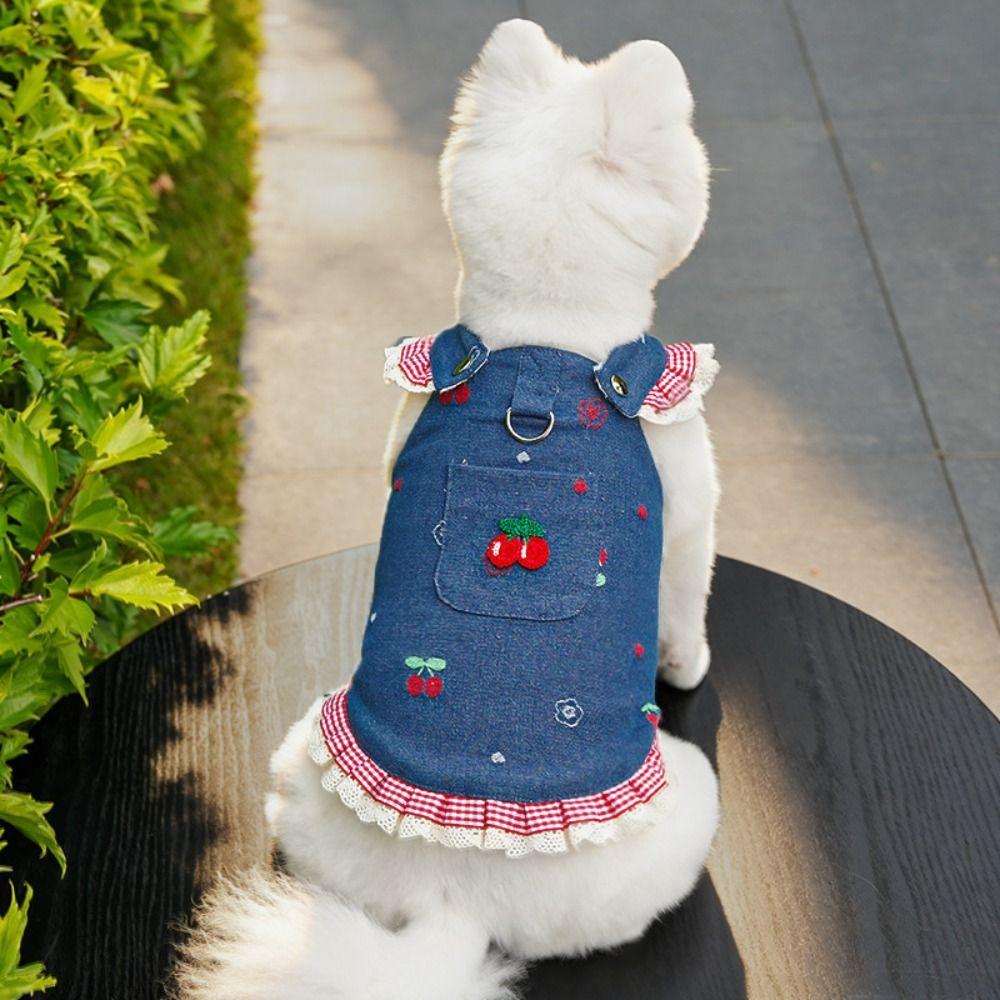 Suspender Dress Dog Denim Dress Breathable Mesh Cat Clothes Pet Dog Skirt Couple Outfit