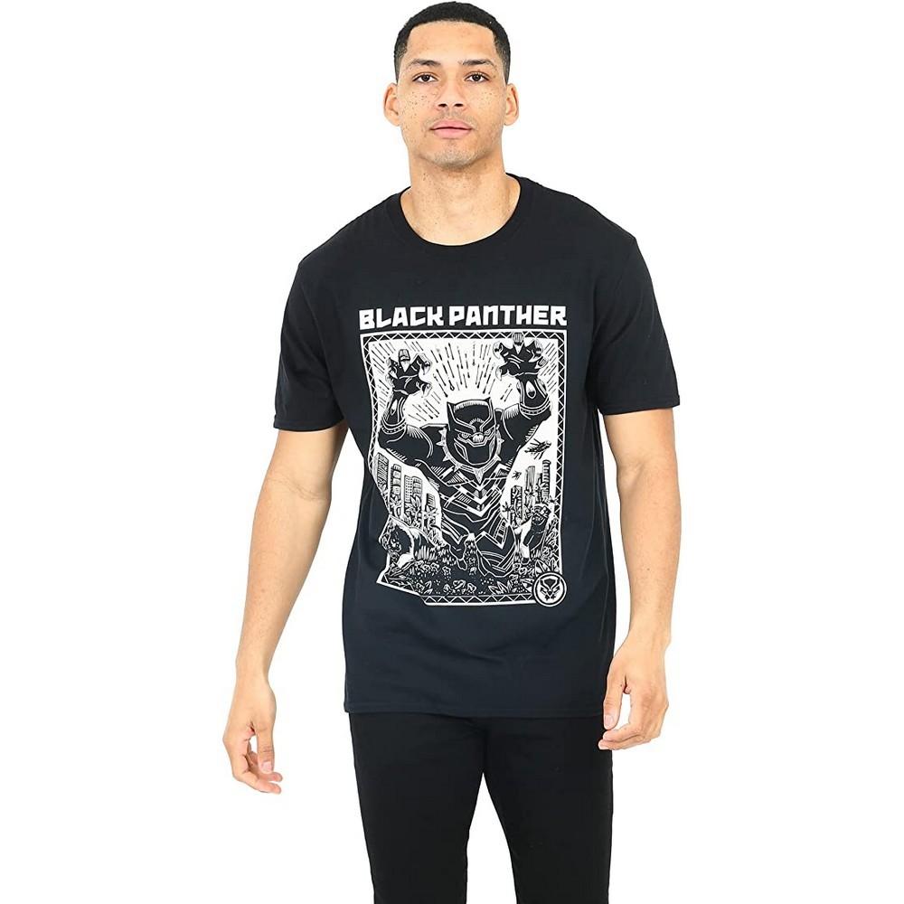 Black Panther Mens Linocut T-Shirt