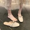 Fashion Vintage Women's Half Slippers Skirt 2025 Spring Summer New Style Casual Mullet Flat Bottom Sandals Pvc  Slippers
