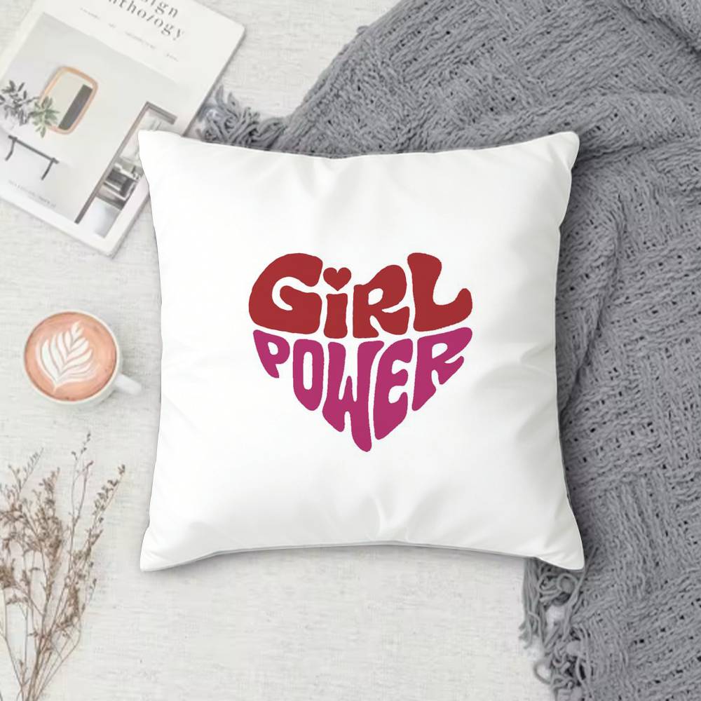 Girl Power Double-Sided Printed Square Pillow Cover Decorative Cushion Cover For Sofa Bedroom Bedside