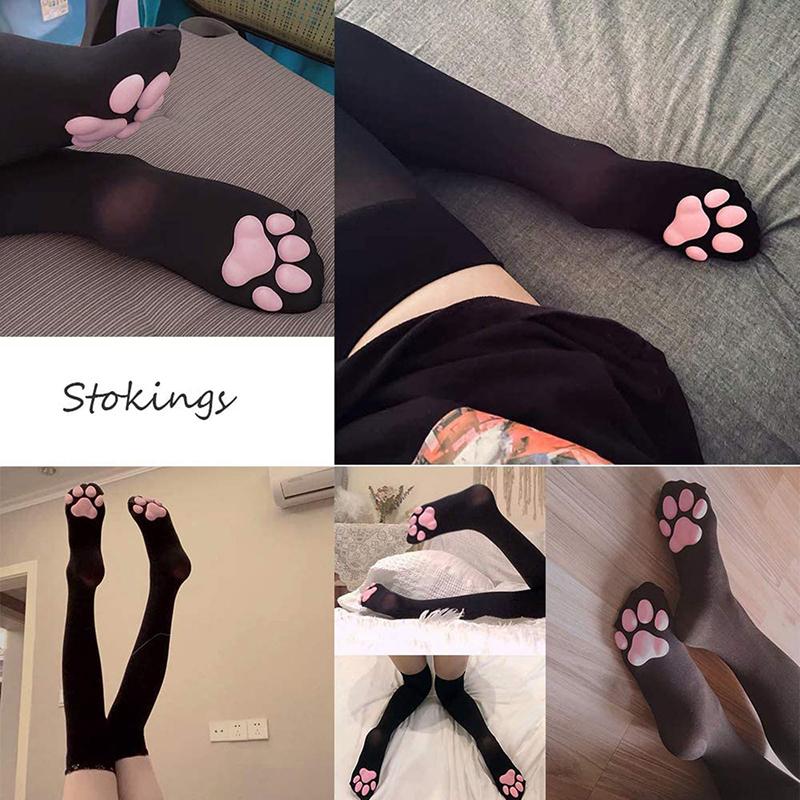 Cat Paw Socks Kawaii 3D Cat Claw Women Stocking Lolita Paw-Pad Thigh High Socks