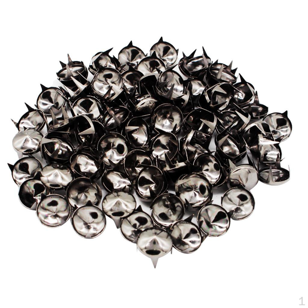 100Pcs Black Metal Cone Rivets Claw Studs Prong for Bags Clothes Hats Decor