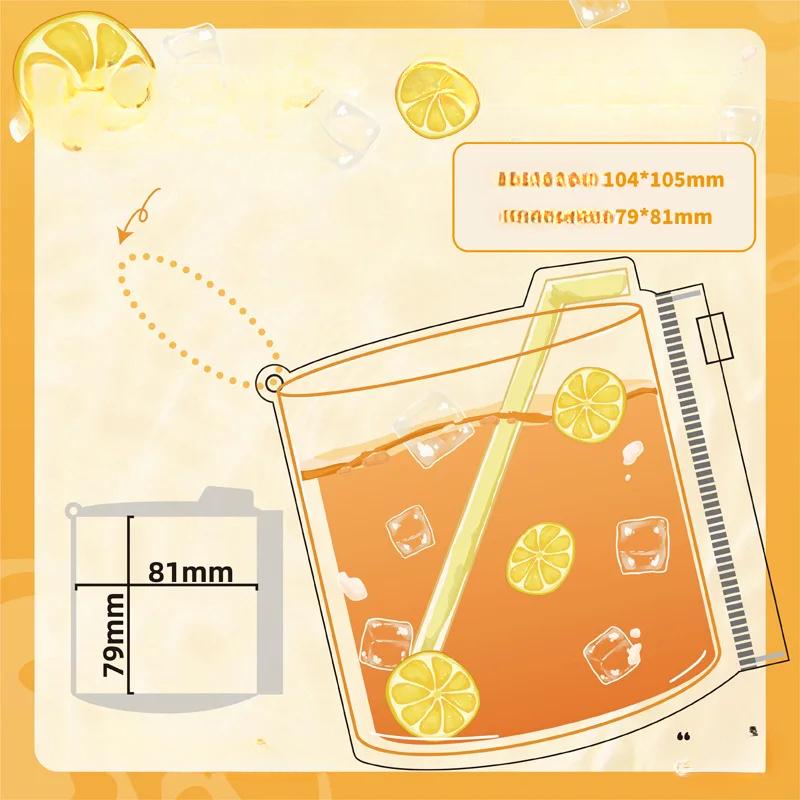 1Pc Kawaii Summer Drink Badge Holder for 58~75mm Anime Baji Display Storage Bag Dust-proof Protective Case Cute Backpack Pendant