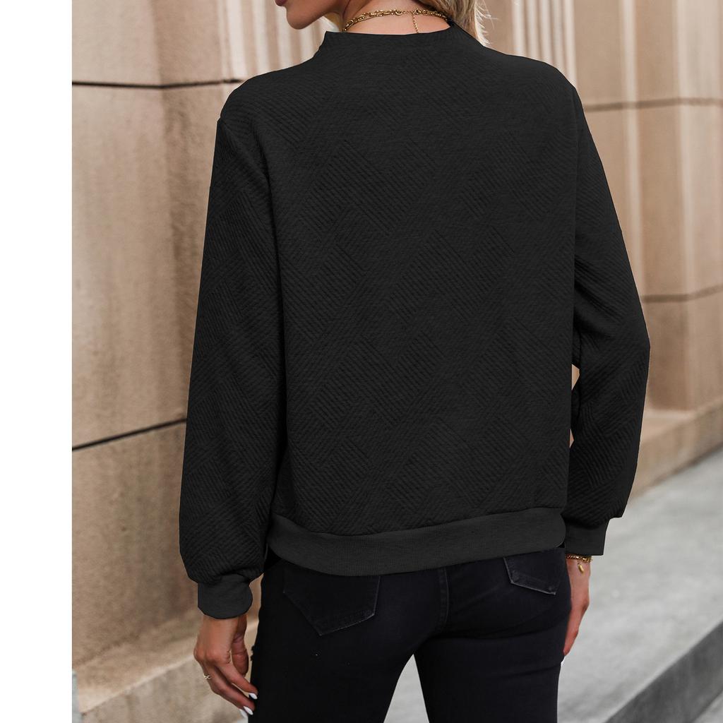 Женский осенний повседневный однотонный пуловер с длинными рукавами и v-образным вырезом на пуговицах, толстовка