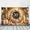 2D Элегантный Золотой Розовый Цветочный Баннер-Фон для 50-летия Декор для Вечеринки Фон
