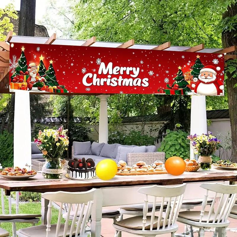 Holiday Merry Christmas Christmas Yard Flag Banner, Outdoor Garden Fence Decoration